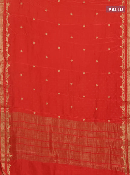 Semi mysore silk saree orange with zari woven buttas and rettapet zari woven border
