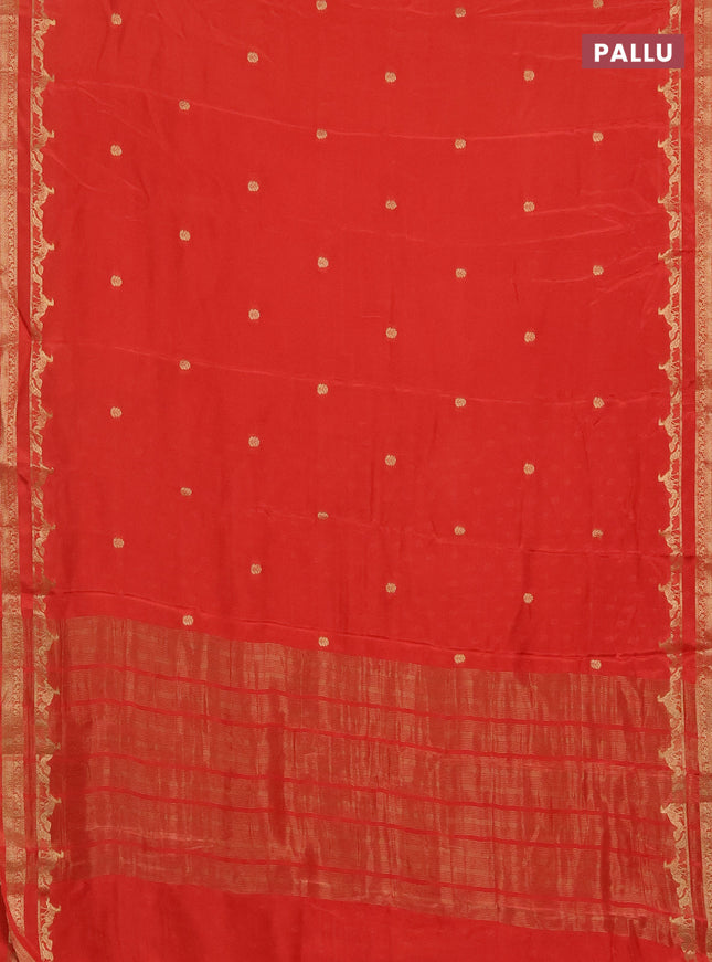 Semi mysore silk saree orange with zari woven buttas and rettapet zari woven border