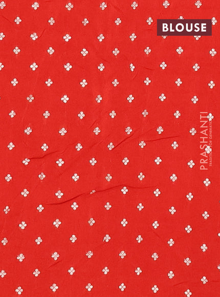 Semi mysore silk saree orange with zari woven buttas and rettapet zari woven border