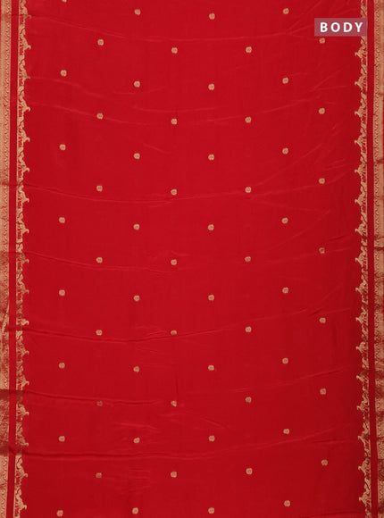 Semi mysore silk saree red with zari woven buttas and rettapet zari woven border