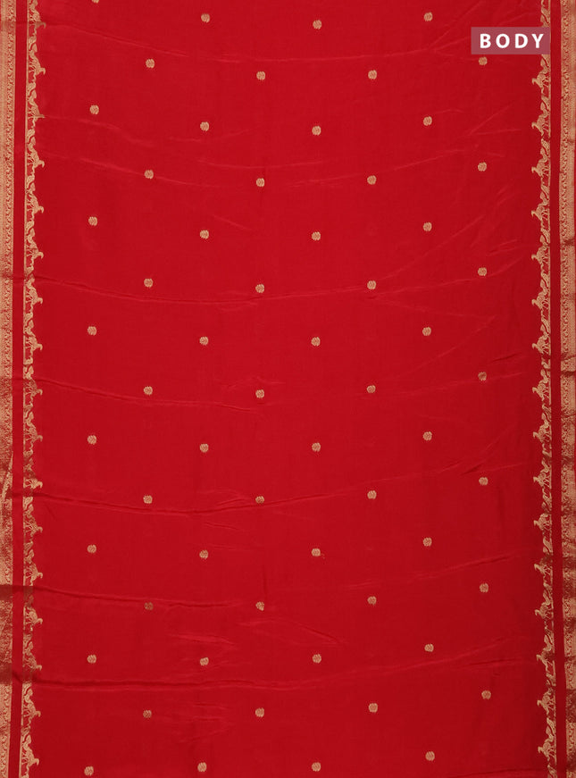 Semi mysore silk saree red with zari woven buttas and rettapet zari woven border
