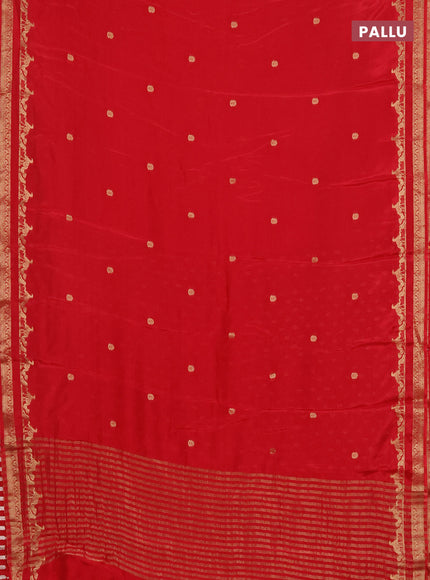 Semi mysore silk saree red with zari woven buttas and rettapet zari woven border