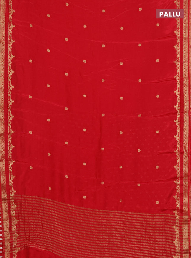 Semi mysore silk saree red with zari woven buttas and rettapet zari woven border