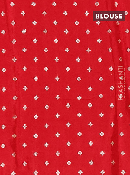 Semi mysore silk saree red with zari woven buttas and rettapet zari woven border