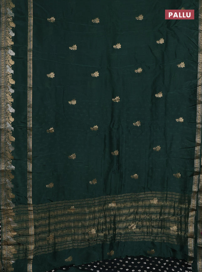 Semi mysore silk saree green with zari woven floral buttas and long rettapet zari woven border