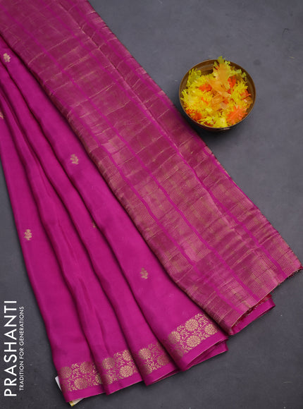 Semi mysore silk saree pink with zari woven buttas and zari woven border