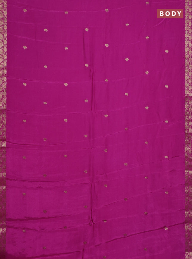 Semi mysore silk saree pink with zari woven buttas and zari woven border