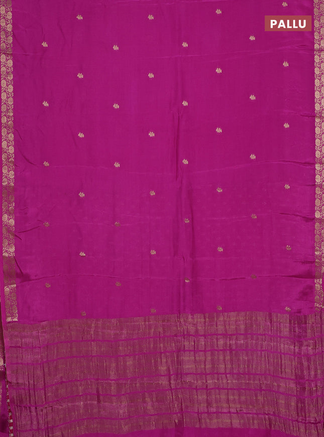 Semi mysore silk saree pink with zari woven buttas and zari woven border