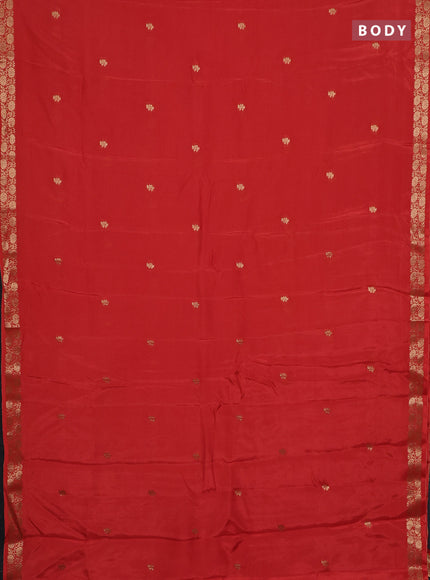 Semi mysore silk saree orange with zari woven buttas and zari woven border