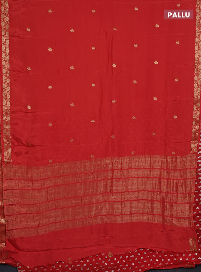 Semi mysore silk saree orange with zari woven buttas and zari woven border