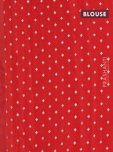 Semi mysore silk saree orange with zari woven buttas and zari woven border