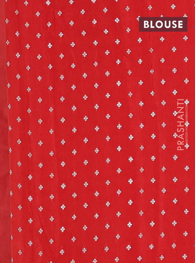 Semi mysore silk saree orange with zari woven buttas and zari woven border