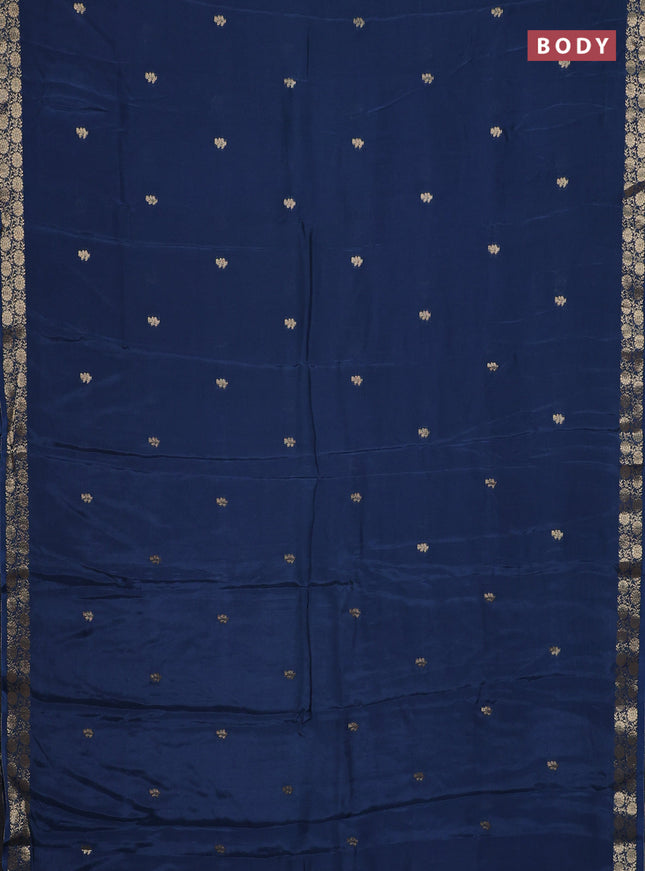 Semi mysore silk saree peacock blue with zari woven buttas and zari woven border