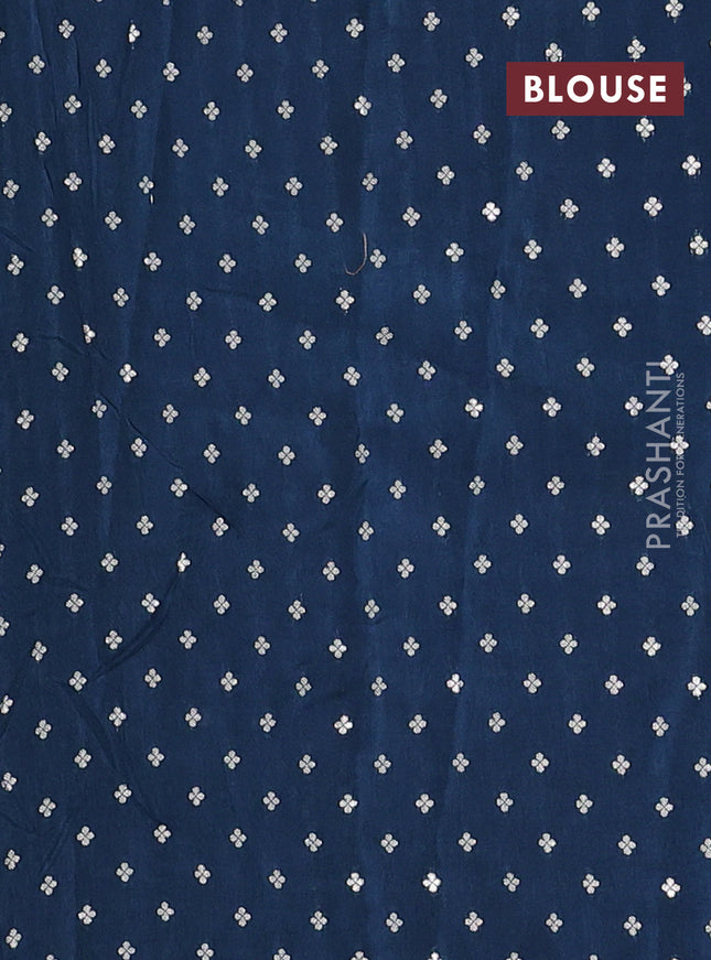 Semi mysore silk saree peacock blue with zari woven buttas and zari woven border