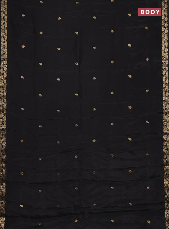 Semi mysore silk saree black with zari woven buttas and zari woven border