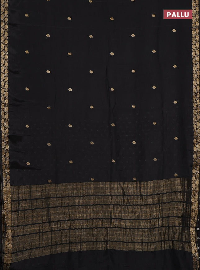 Semi mysore silk saree black with zari woven buttas and zari woven border