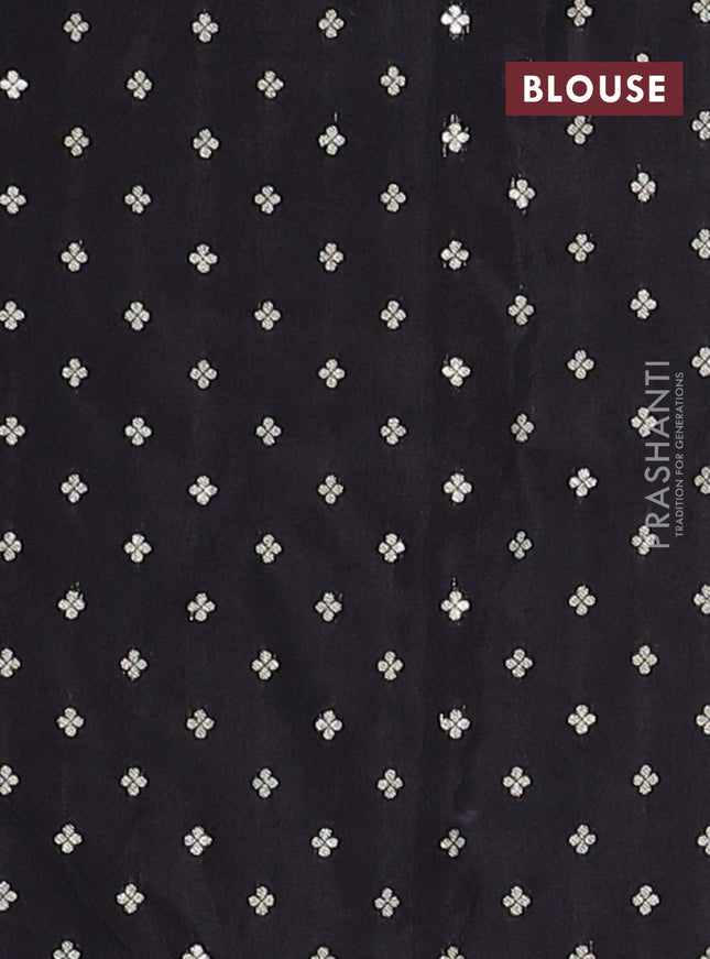 Semi mysore silk saree black with zari woven buttas and zari woven border
