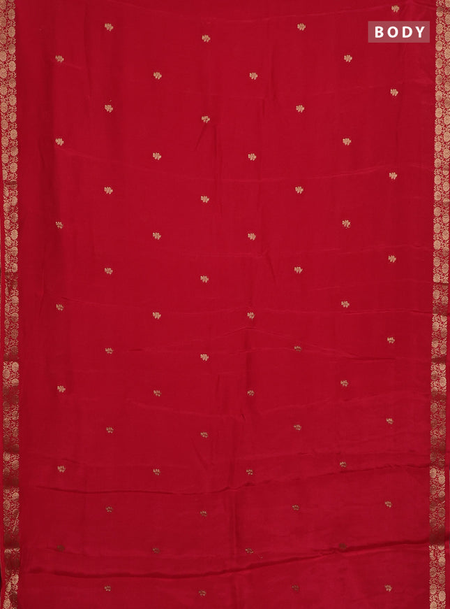 Semi mysore silk saree red with zari woven buttas and zari woven border