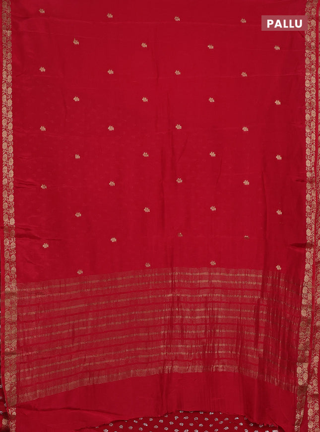 Semi mysore silk saree red with zari woven buttas and zari woven border