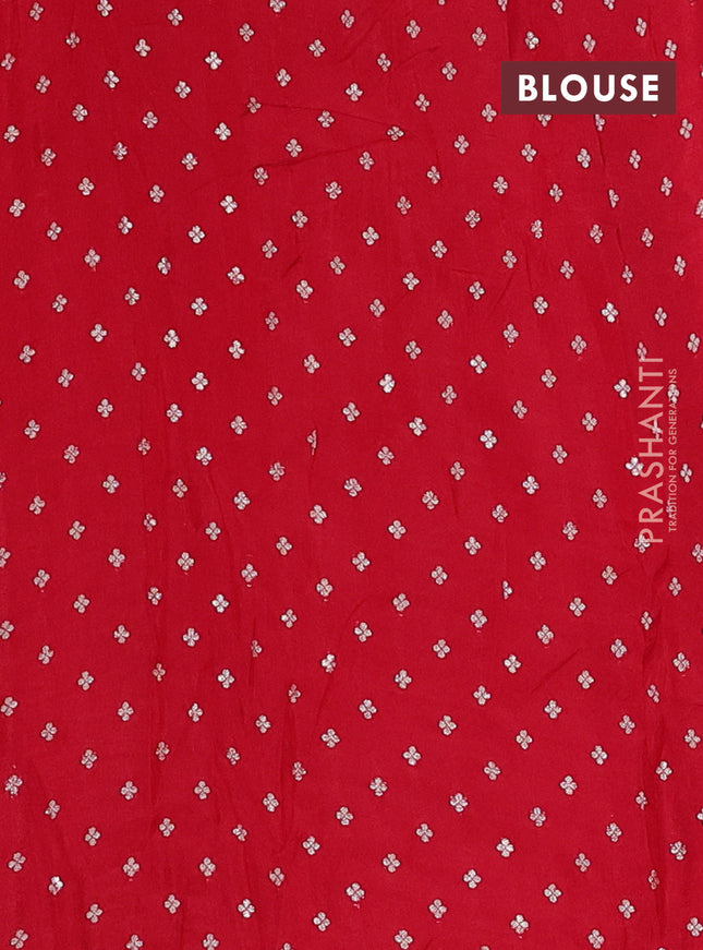 Semi mysore silk saree red with zari woven buttas and zari woven border