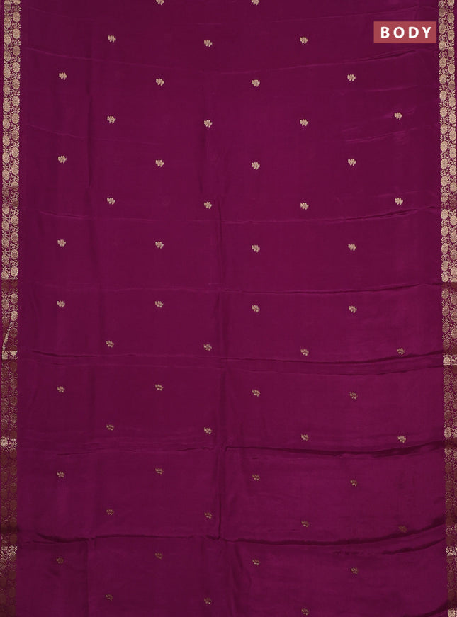 Semi mysore silk saree purple with zari woven buttas and zari woven border