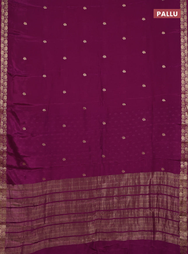 Semi mysore silk saree purple with zari woven buttas and zari woven border