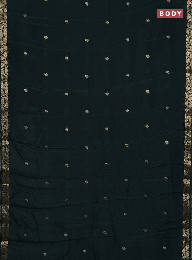 Semi mysore silk saree green with zari woven buttas and zari woven border