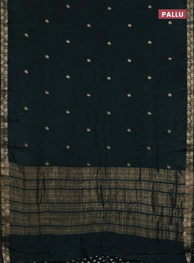 Semi mysore silk saree green with zari woven buttas and zari woven border