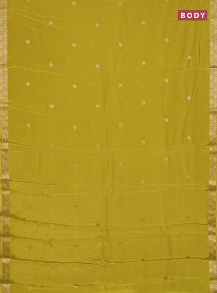 Semi mysore silk saree lime yellow with zari woven buttas and zari woven border
