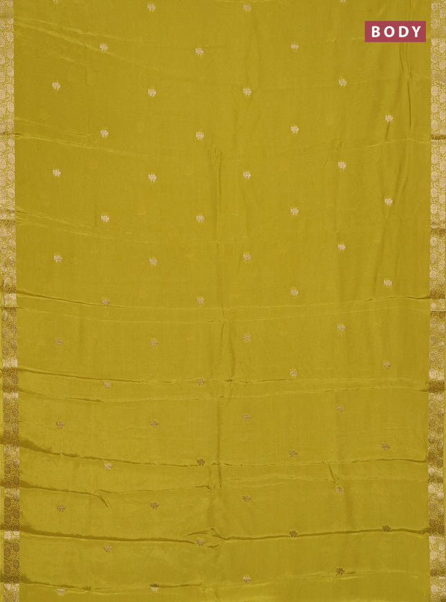 Semi mysore silk saree lime yellow with zari woven buttas and zari woven border