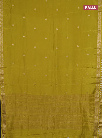 Semi mysore silk saree lime yellow with zari woven buttas and zari woven border