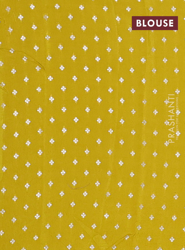 Semi mysore silk saree lime yellow with zari woven buttas and zari woven border