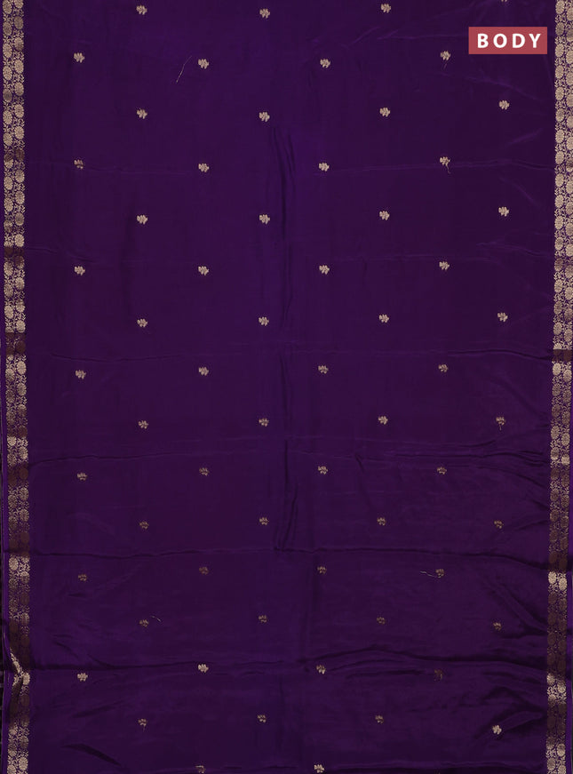 Semi mysore silk saree violet with zari woven buttas and zari woven border