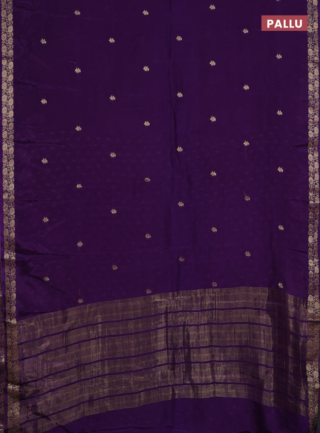 Semi mysore silk saree violet with zari woven buttas and zari woven border