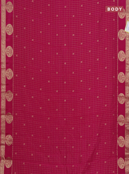 Semi mysore silk saree pink with allover zari checks & buttas and zari woven butta border