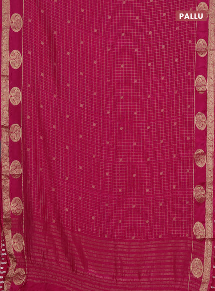 Semi mysore silk saree pink with allover zari checks & buttas and zari woven butta border