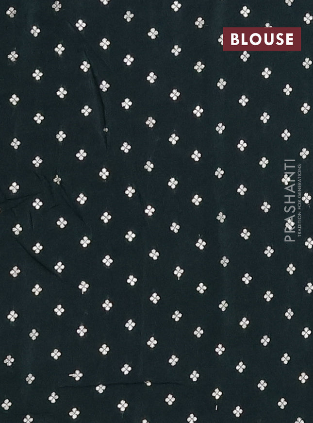 Semi mysore silk saree dark green with allover zari checks & buttas and zari woven butta border