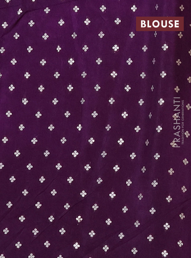 Semi mysore silk saree violet with allover zari checks & buttas and zari woven butta border