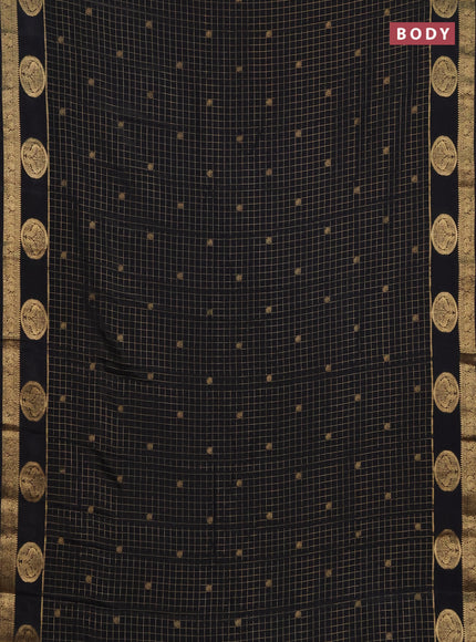 Semi mysore silk saree black with allover zari checks & buttas and zari woven butta border