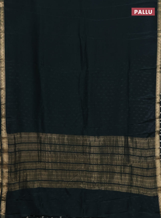 Semi mysore silk saree bottle green with plain body and zari woven border