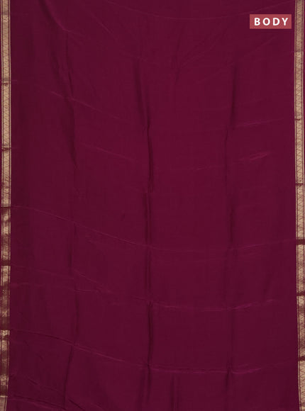 Semi mysore silk saree wine shade with plain body and zari woven border