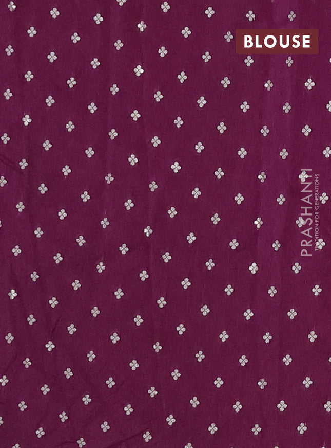 Semi mysore silk saree wine shade with plain body and zari woven border