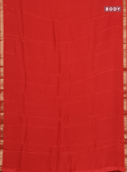 Semi mysore silk saree orange with plain body and zari woven border