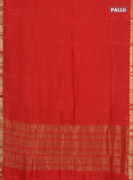 Semi mysore silk saree orange with plain body and zari woven border