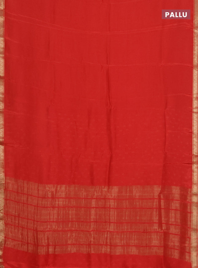 Semi mysore silk saree orange with plain body and zari woven border