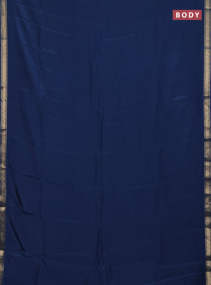 Semi mysore silk saree peacock blue with plain body and zari woven border