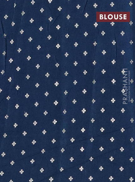 Semi mysore silk saree peacock blue with plain body and zari woven border