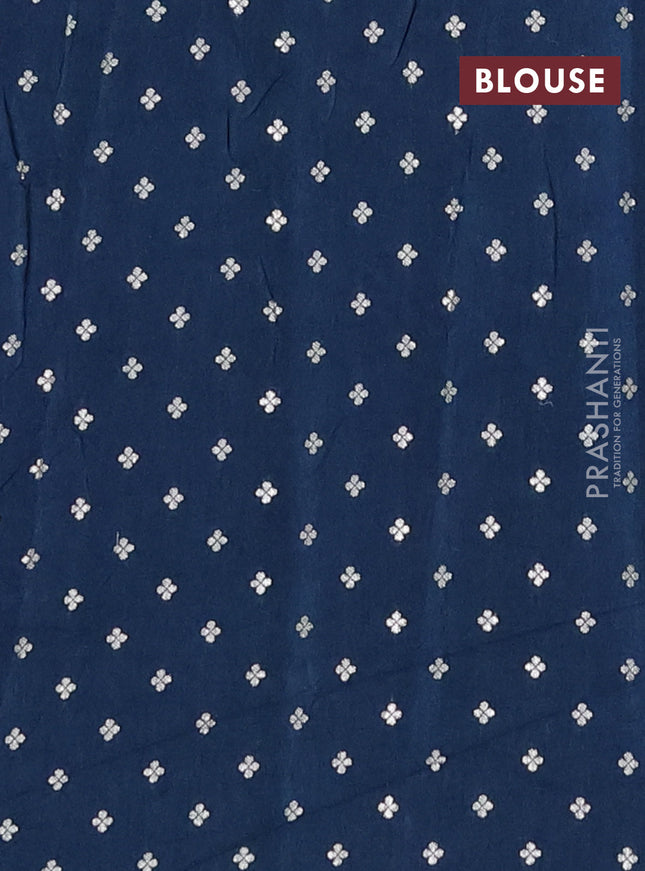 Semi mysore silk saree peacock blue with plain body and zari woven border