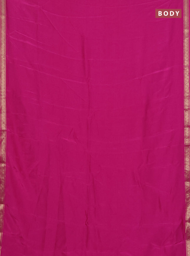 Semi mysore silk saree pink with plain body and zari woven border