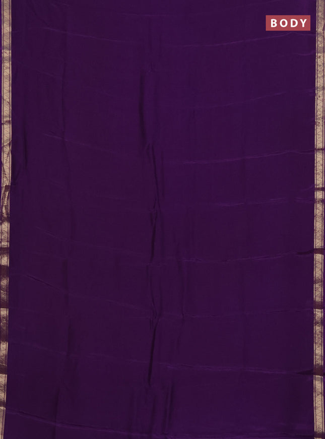 Semi mysore silk saree violet with plain body and zari woven border